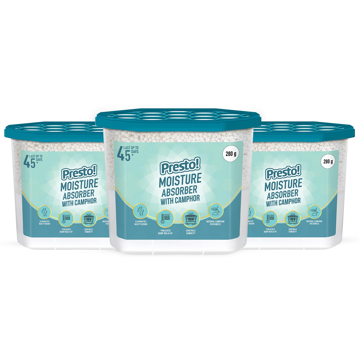Amazon Brand - Presto! Moisture Absorber with Camphor | 280g x Pack of 3 | Absorbs Upto 600Ml Each | Eliminates Musty Odour | Lasts Upto 45 Days-picture-25