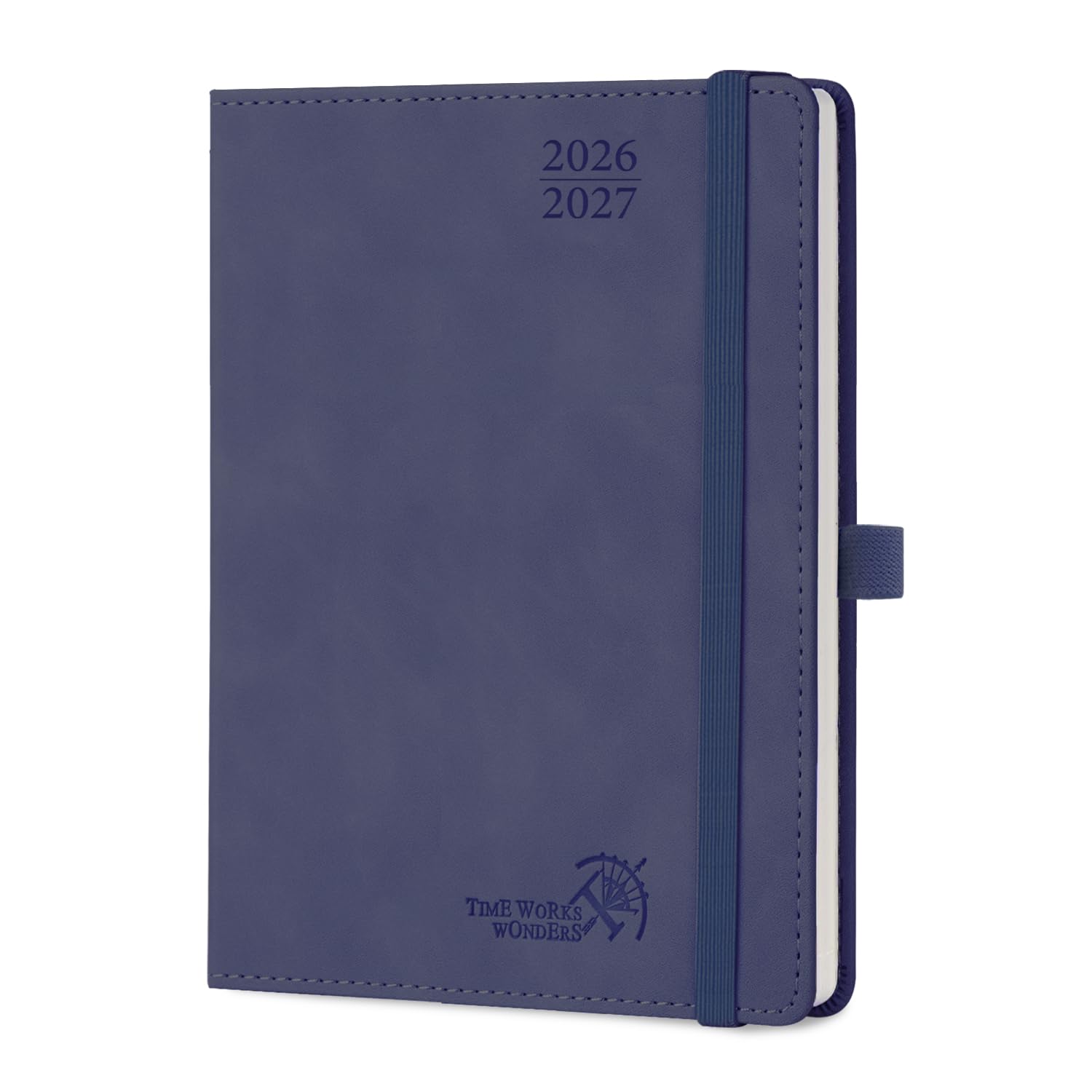 POPRUN Academic Diary A5 Week to View 2026-2027 Soft Cover 22 x 16.5 cm - 26/27 Weekly Planner & Notebook in One, Inner Pocket, Monthly Tab(Navy blue)