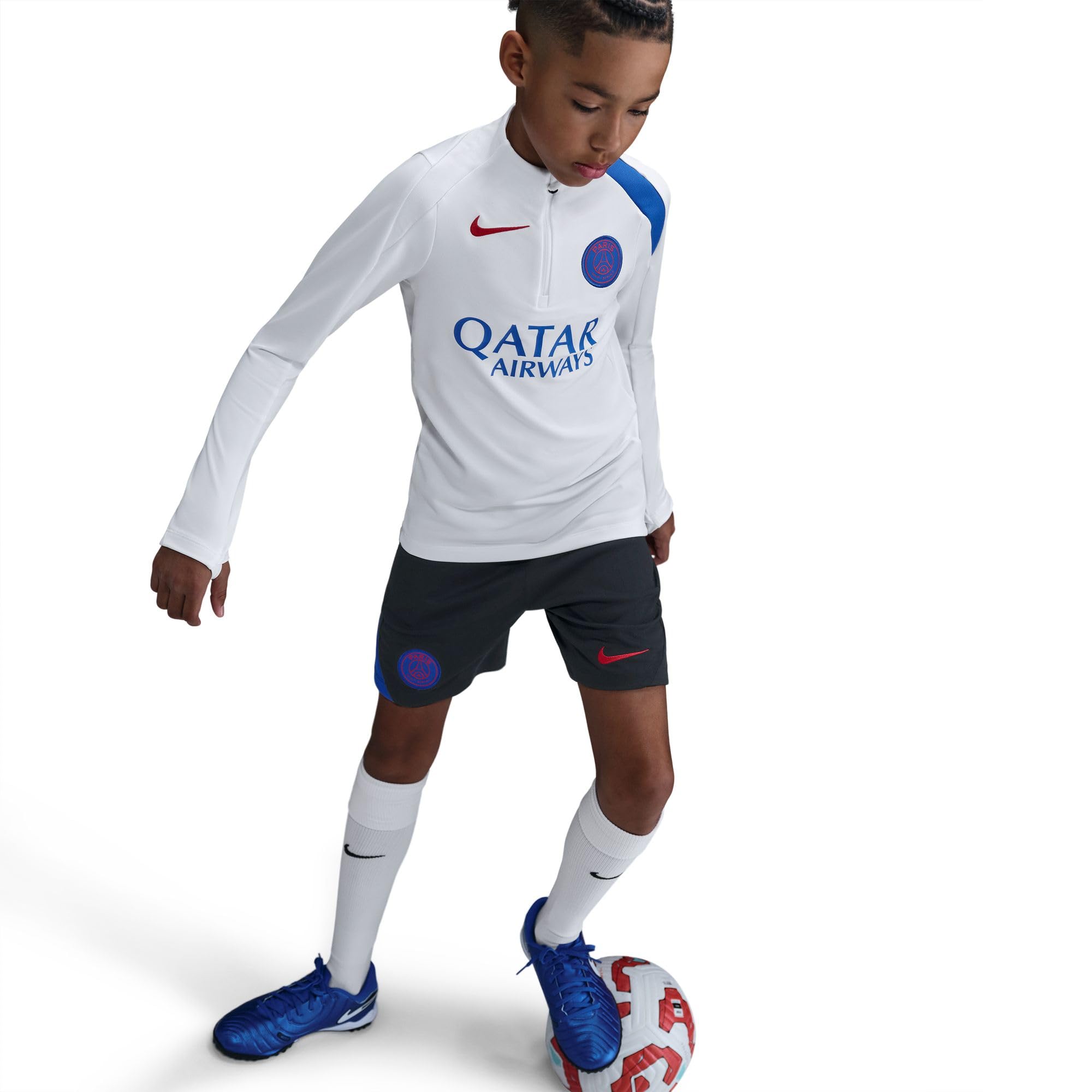 Paris Saint-Germain Strike Third Nike Dri-FIT Total 90 Fußball-Drill-Oberteil aus Strickmaterial für ältere Kinder, HM4159
