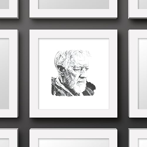 Miniatura 2 de Trends International Gallery Pops Star Wars Saga - Obi-Wan Kenobi Sketch - Arte de pared, versión enmarcada en blanco, 12 x 12 pulgadas