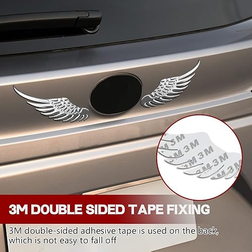 Miniatura 4 de 1 par de calcomanías de aleación de metal para automóvil, calcomanías de metal 3D, emblema de automóvil de alas de águila de halcón, calcomanías de