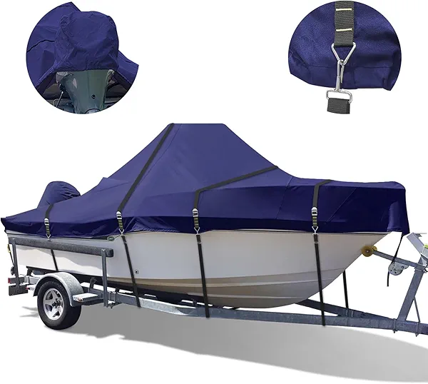 Zenicham 900D Center Console Boat Cover, Windproof Full Metal Buckle Straps Boat Cover for Center Console Boat Heavy Duty fits 20'-22' Length, Beam Width up to 106" W, Navy