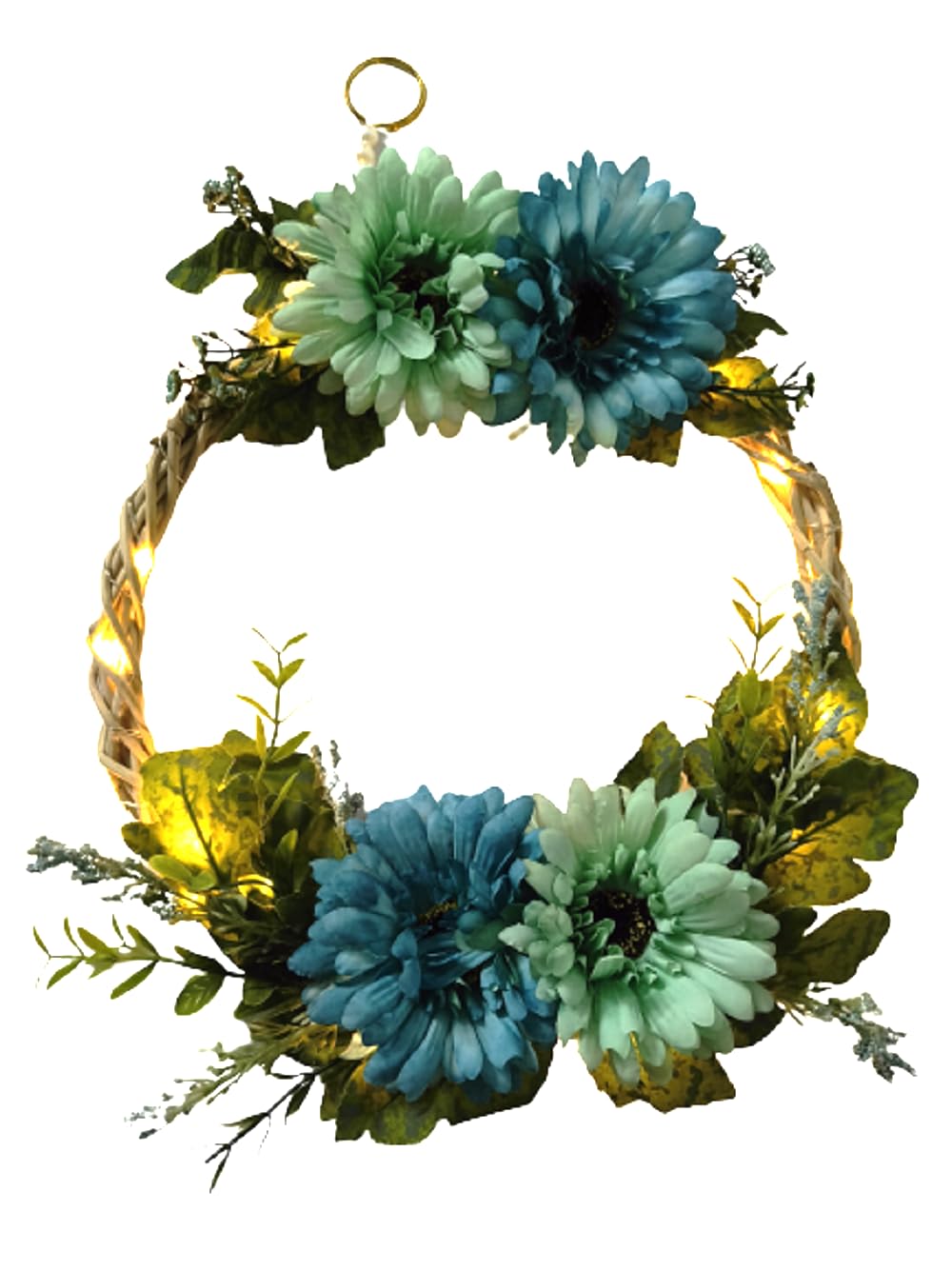 Grassroot Galery Flower Wreath with Fairy Light's Artificial Flowers for Home Decor I Door Hanging I Summer Autumn Wreath I Garland for Wedding Birthday Decoration Gifts