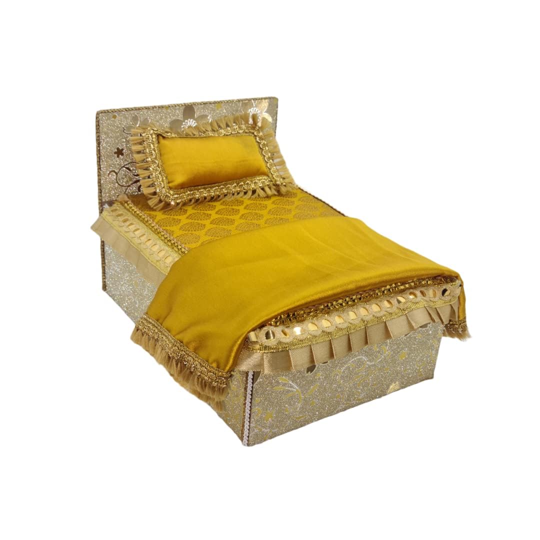 ONE Click Luxurious Wooden Bed for 0-1-2-4 No. Size Laddu Gopal Ji, Krishna Ji,Thakur Ji Bed Comes with Beautiful Mattress,1 Large Pillow,1 Night Cover Sheet (Wooden Bed Thakur Ji, 4-5 Size) (B0BLD429DG) Amazon Price History, Amazon Price Tracker