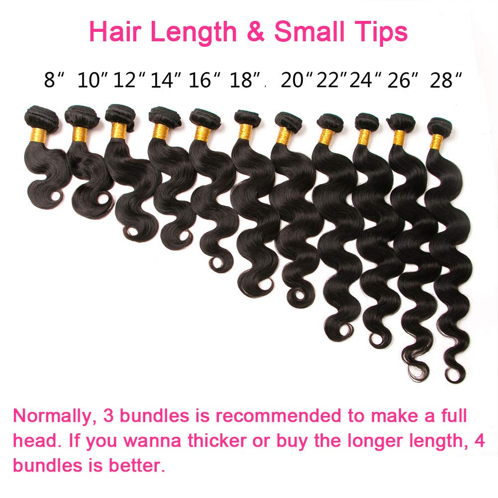 Bele 12A Body Wave Human Hair Bundle 26 inch Virgin Human Hair 1 Bundle Brazilian Body Wave Weave Bundles for Black Women Can be Dyed or Bleached Natural Color - Image 2