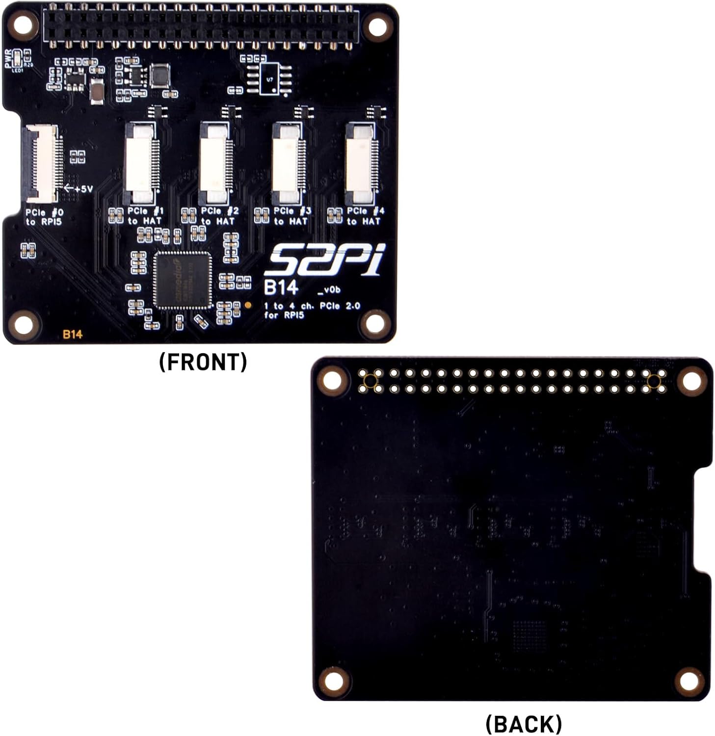 GeeekPi Quad FPC PCIe HAT for Raspberry Pi 5, B14 HAT 1 to 4 PCIe Interface with 40Pin GPIO Pin Header for Raspberry Pi 5