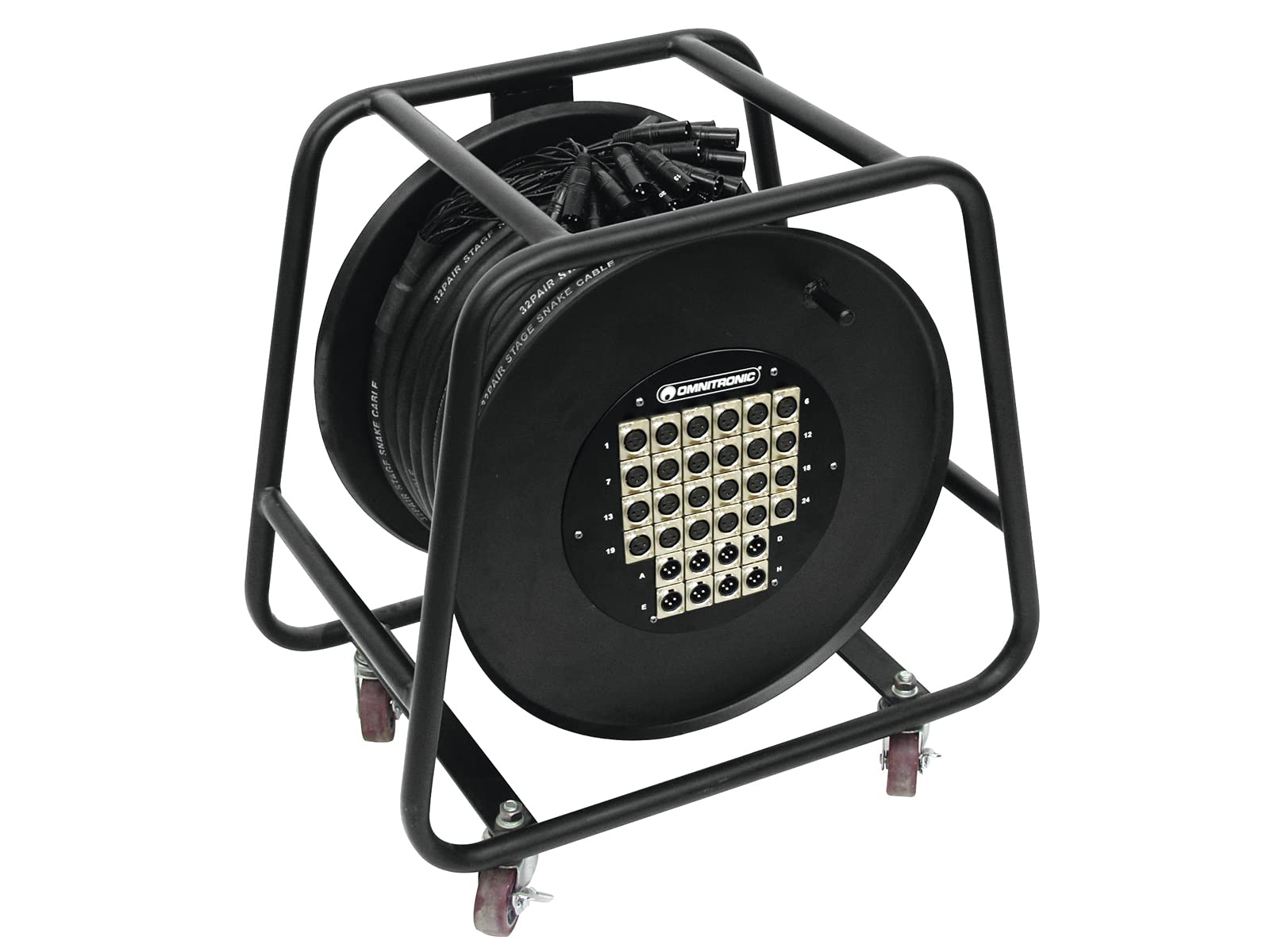 OMNITRONIC Multicore Stagebox 24/8 30m Trommel | Komplett konfektionierte Stagebox auf Kabeltrommel