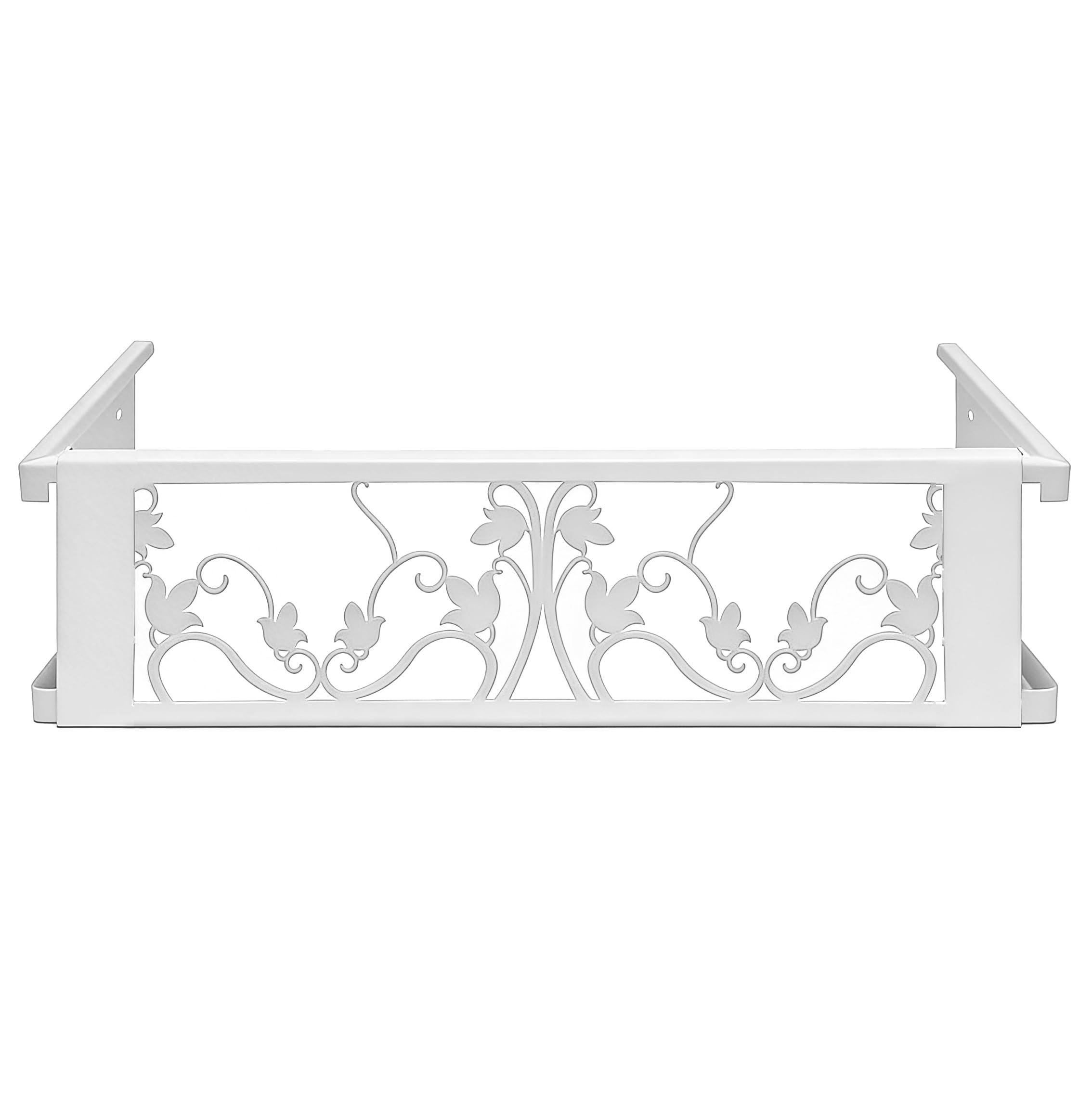 Balconcillo para Macetas, Balconcillo para Plantas, Portamacetas Ventana, Protector de macetas, Modelo Floral Extensible 60-100 cm, Blanco