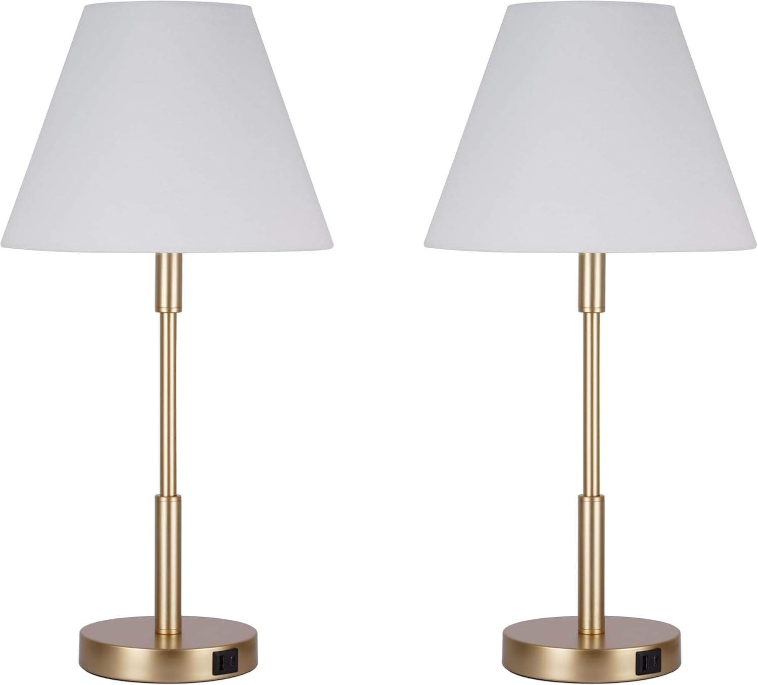 Kenroy Home Set of Two Antique Brass Marlow Table Lamps - Includes USB-A, USB-C, and LED Bulbs, Set of 2