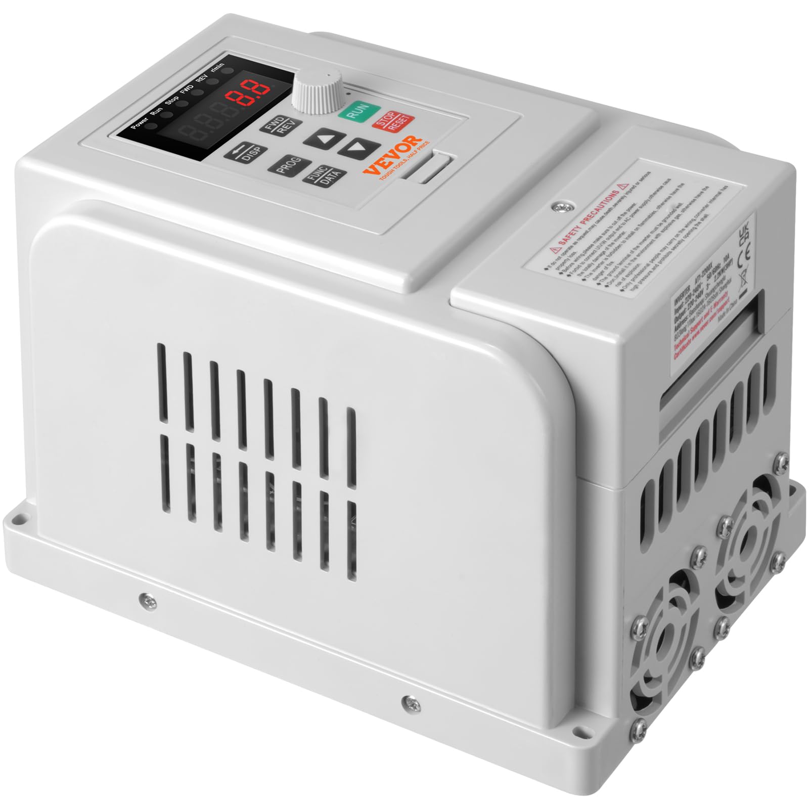 VEVOR Variador de Frecuencia Convertidor de Frecuencia 2,2 kW 3HP 10A 0-400Hz VFD con Entrada Monofásica Regulador de Salida Trifásico Control de Velocidad Enfriamiento Rápido para Motor de Maquinaria