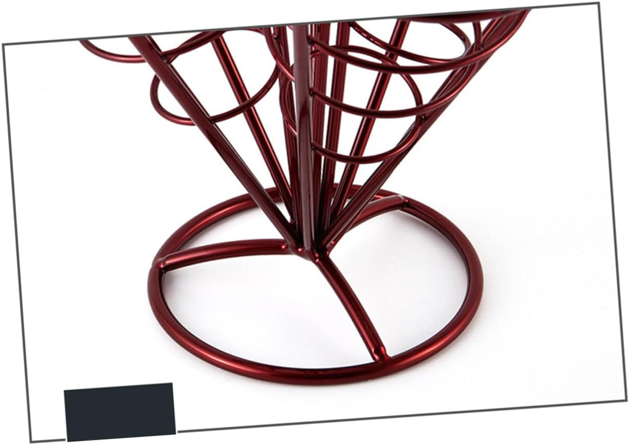 Wine Red French Fry Stand Iron Basket Rack for Snacks Cone Display Holder Reusable Rust-resistant Food Holder for Fries Chips Fish Chicken Appetizers for Outdoor Events and Parties