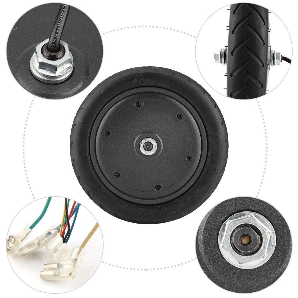 MAGT Motor de scooter eléctrico, motor de repuesto de scooter eléctrico de 250 W con neumático de rueda, accesorio de repuesto compatible con Xiaomi M365, negro, 25 cm