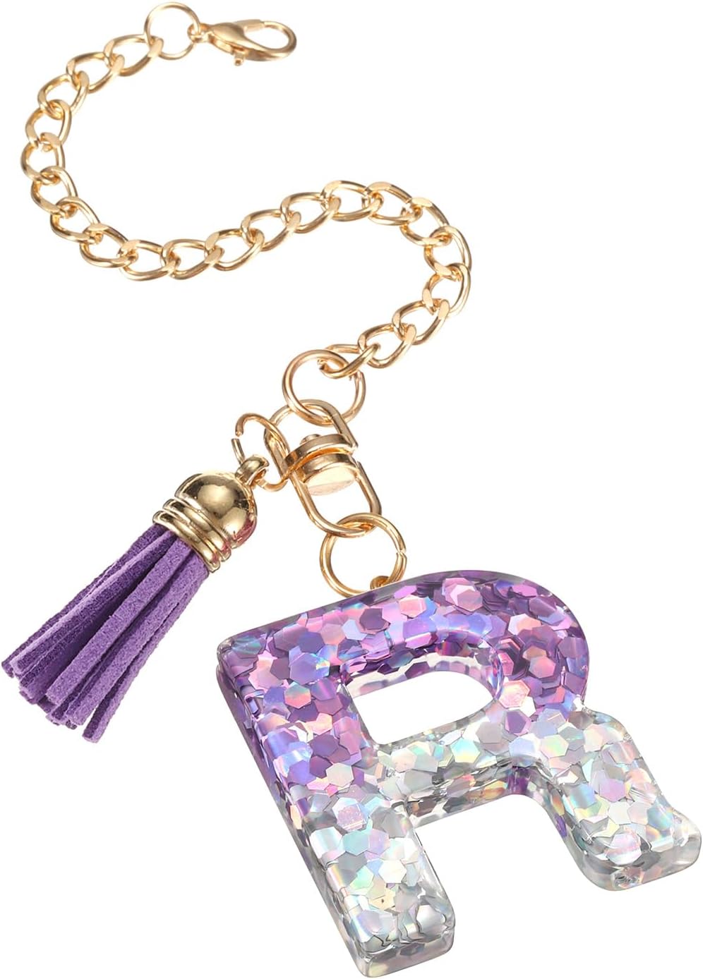 Letter R Cup Chain, Bag Chain, Key Chain, Initial Letter Pendant Decorations Handle Chain, Cute Decor Accessories (Letter-R, Hexagon-Shaped)
