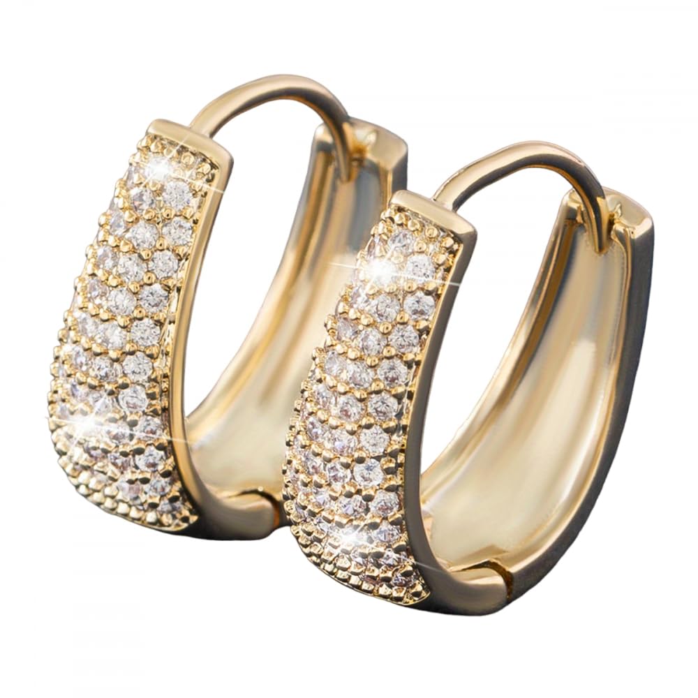 Womens Gold Plated Hinged Hoop Earrings With Cubic Zirconia, Hoop Earrings For Women, Trendy Hoop Earrings, Cubic Zirconia Earrings For Women, Hoop Earrings For Women Gold(Gold) (B0CR6MMM7F) Amazon Price History, Amazon Price Tracker