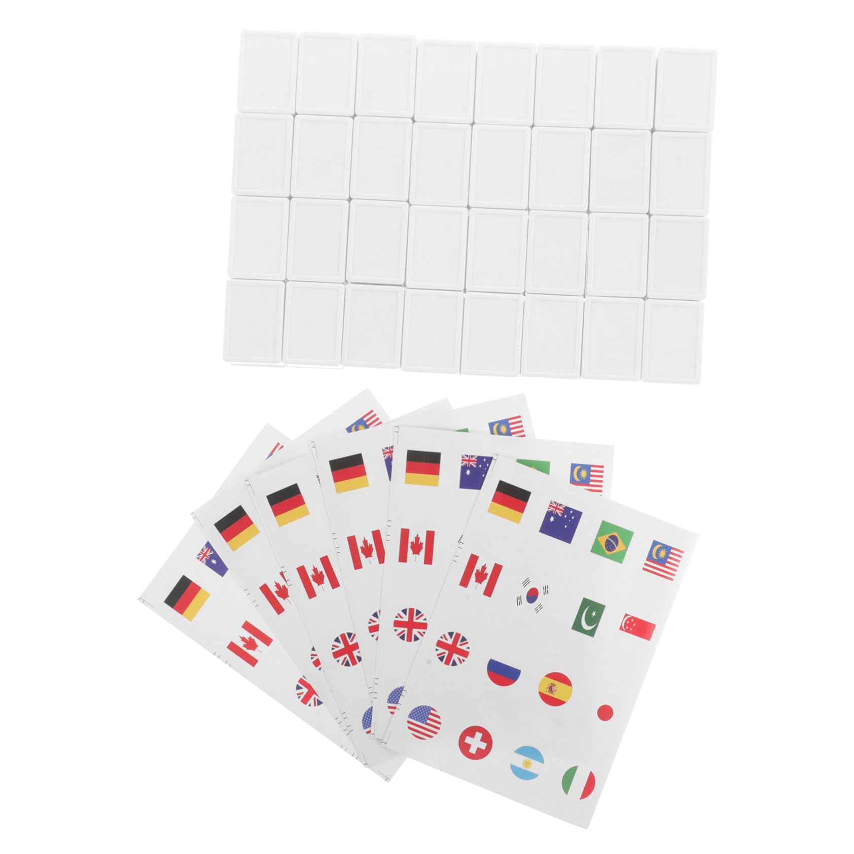 Hemobllo Set Mahjong Tessere Adesivi Bandiere Nazionali in Plastica Resistente, Gioco da Tavolo Educativo per Adulti e Famiglie, 65 Pezzi 30mm, per Viaggi e Momenti Ricreativi