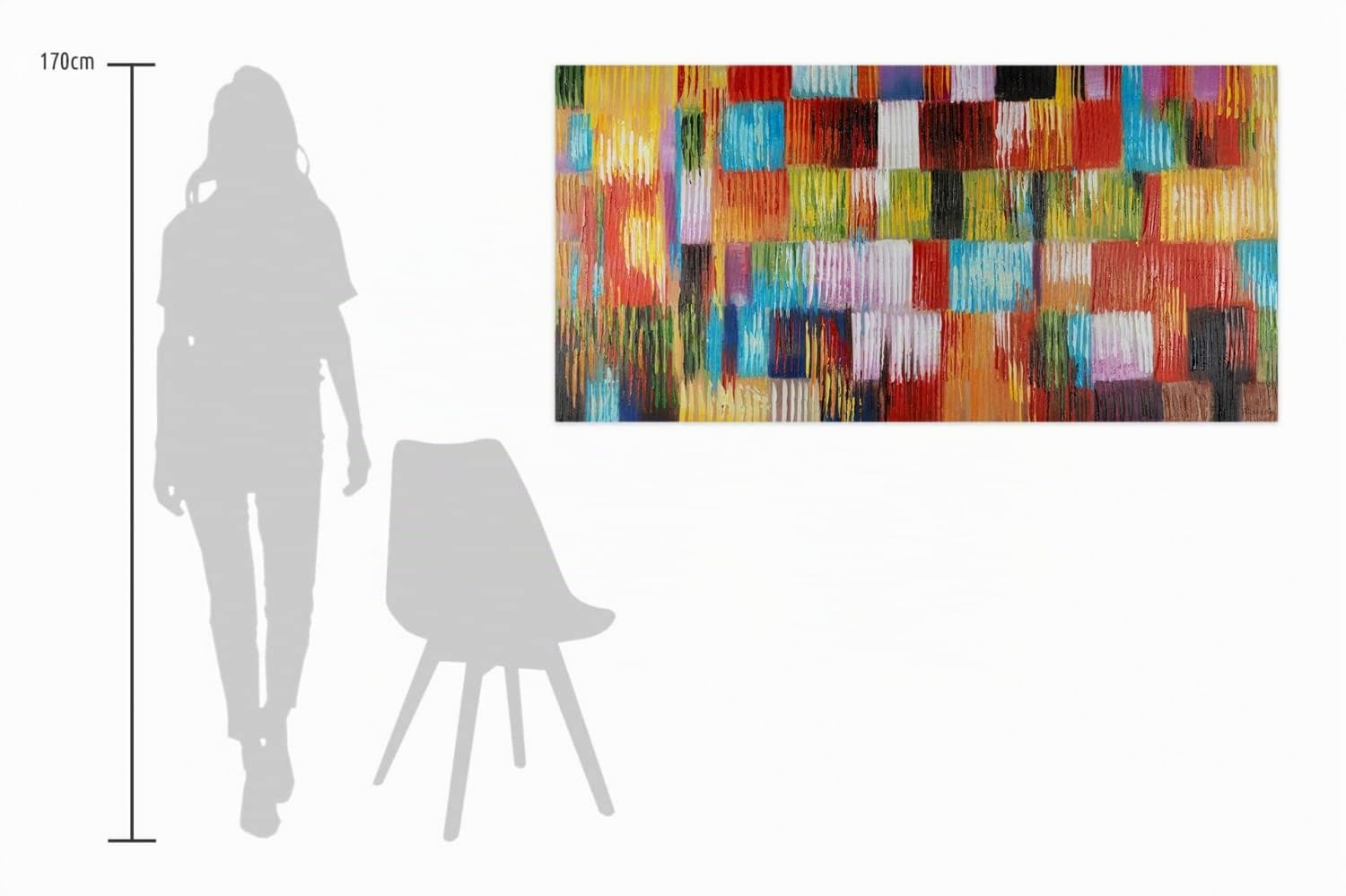 KunstLoft Leinwandbild | 100% HANDGEMALT | 140x70cm | Gemälde 'Eine Hommage ans Leben' | Abstrakt | Bunt | Wandbild Wohnzimmer