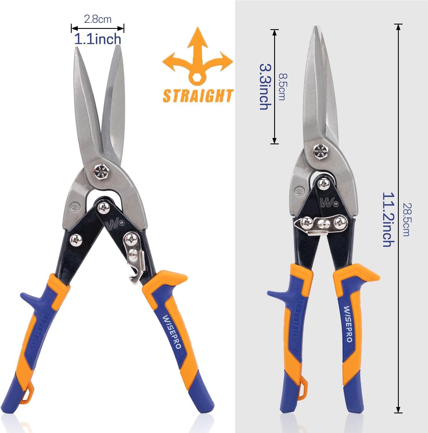 10”/ 12” Aviation Snips (Straight/Left/Right), Compound Action Metal Cutter, Heavy Duty Tin Cutting Shears