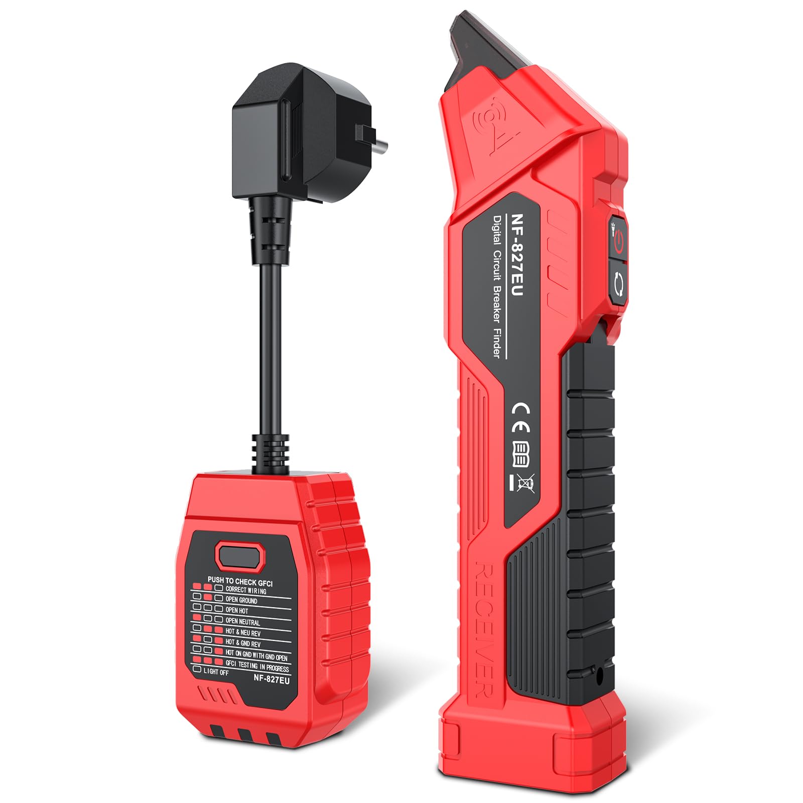 NOYAFA NF-827EU - Rilevatore di sicurezza, dispositivo di ricerca del circuito, tester di tensione senza contatto (con tester per presa da 230 V Schuko), tester di fase NCV, rapida identificazione