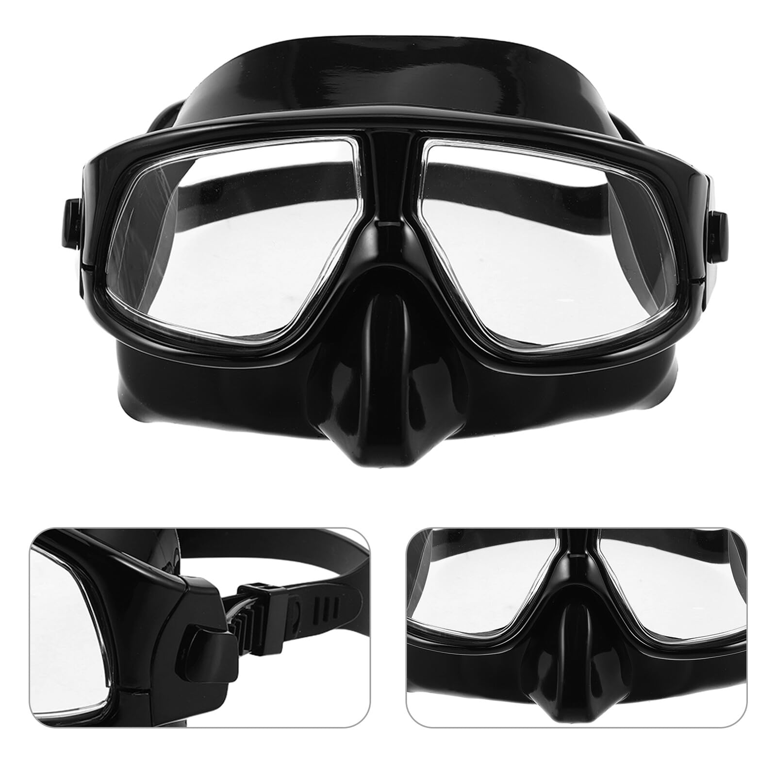 Máscara de Buceo de Silicona Negra con Correa Ajustable para Adultos | Piscina y Submarinismo, Sello Estanco, Ajuste Cómodo, Diseño de Visión Amplia, Equipo Acuático