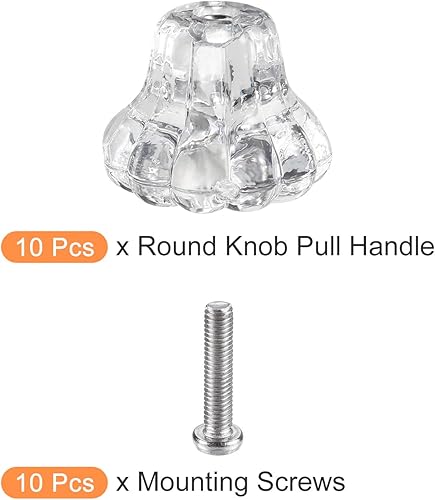Miniatura 6 de Mini tiradores de cajón (1.457 in1.46 pulgadas), 10 unidades, mini pomos de cabeza redonda de acrílico con tornillos, para manija de cajón de