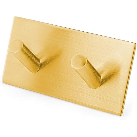 Milti - Gancho autoadhesivo de acero inoxidable cepillado 304 – dorado – toallero de diseño sin agujeros para el baño o la cocina – nunca más taladrar ...