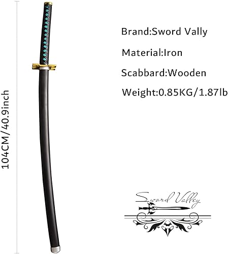 Vista 82 de Sword Valley Demon Series Sword About 40.9 ″ – Cosplay Prop Anime Sword Slayers Katana – Textura original de anime, símbolo de tallado de hoja