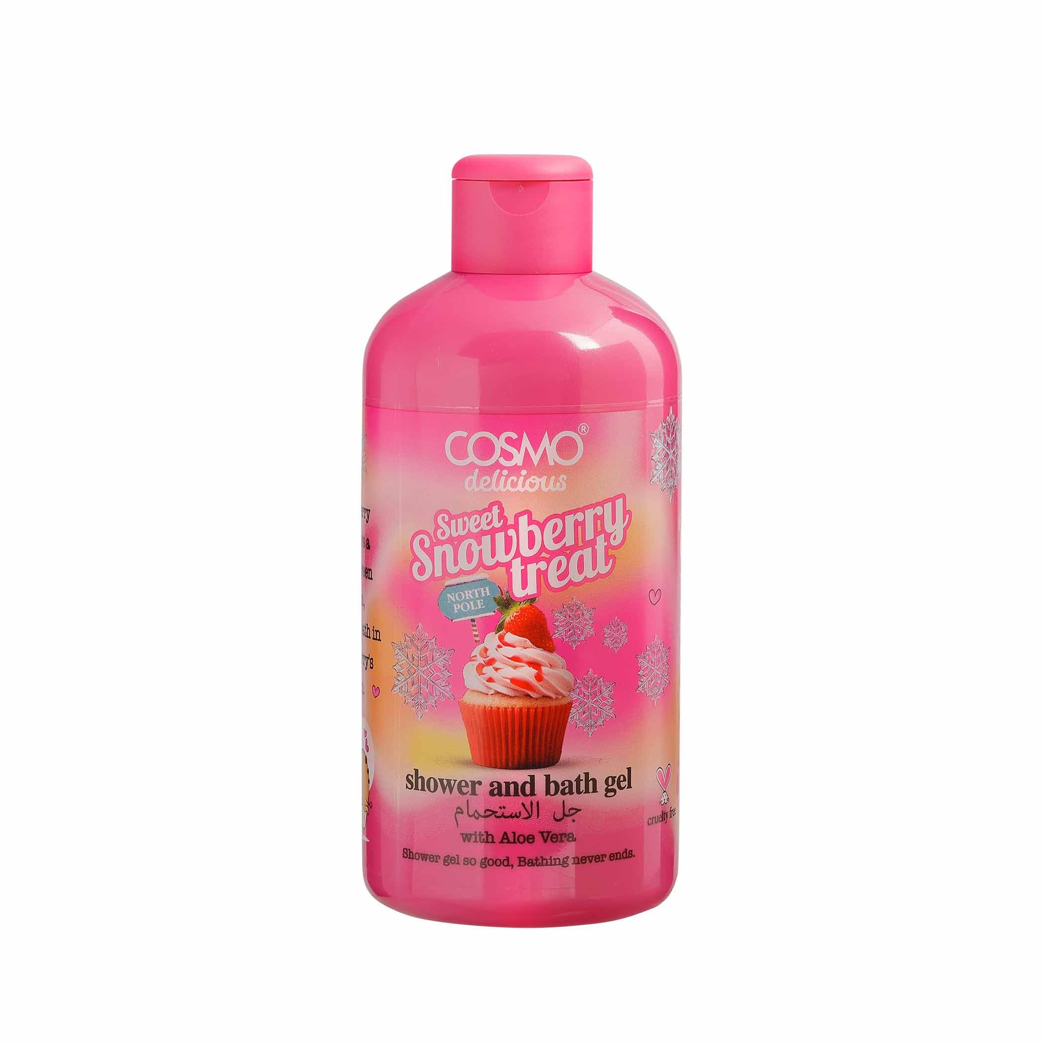 Cosmo Delicious Sweet Snowberry Treat With Aloe Vera Shower Bath Gel 400ml Hydrating Refreshing Body Wash Fruity Snow