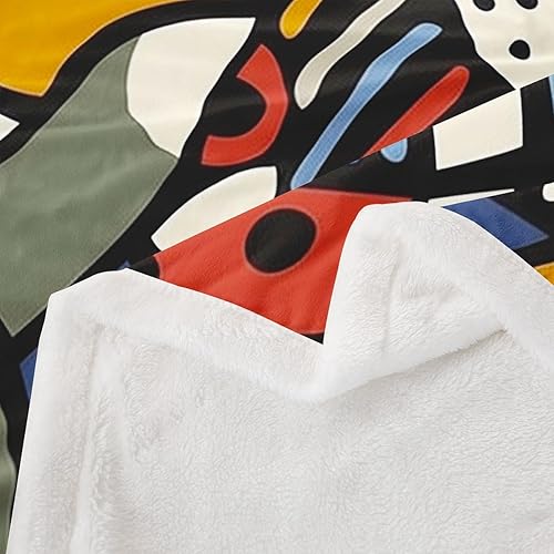 Miniatura 4 de Irregular Graphics Fleece Blanket,Colorful Stripes Spots Plush Blanket for Kids Teens Boys Girls,Geometric Graffiti Blanket for Sofa Bedroom Office