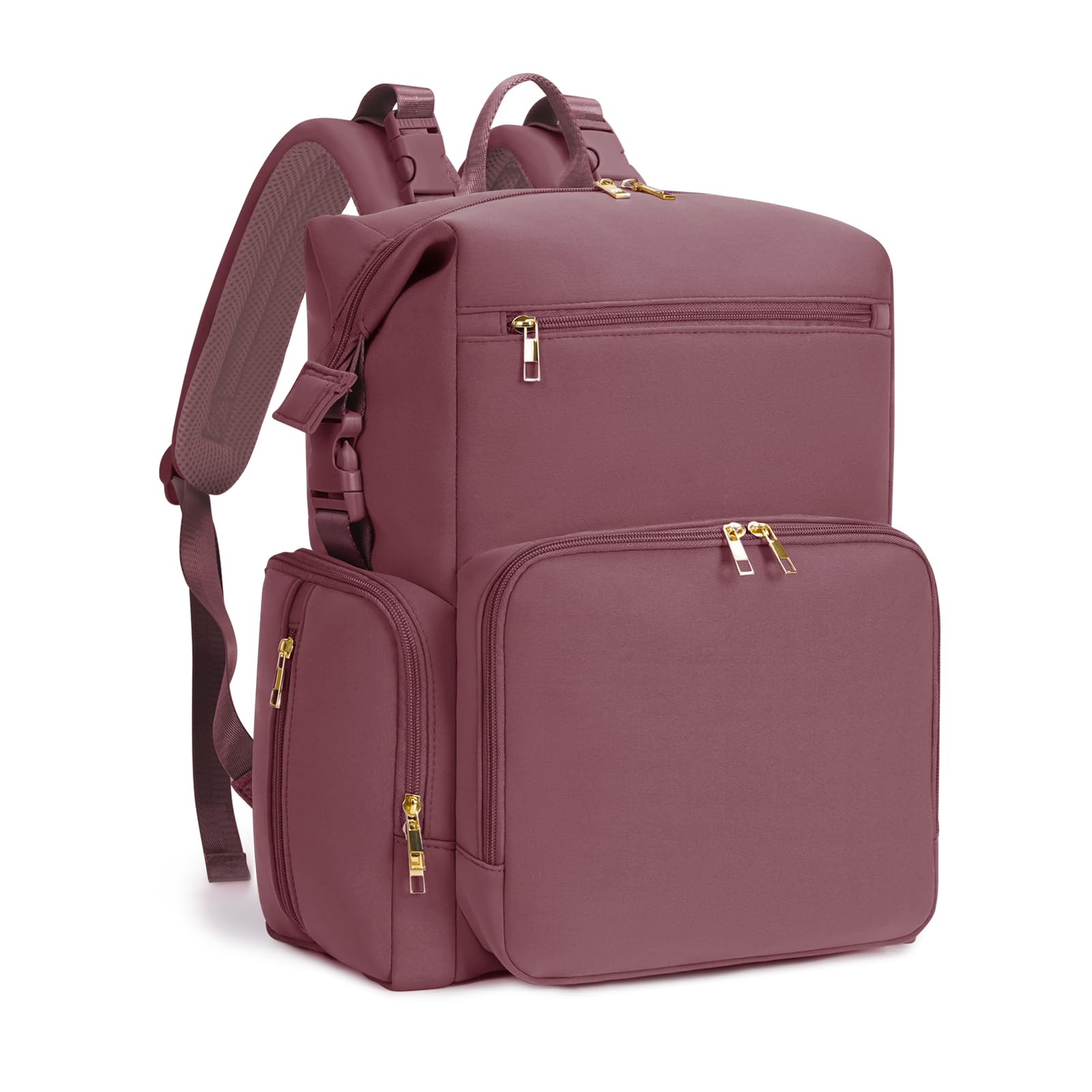 CEI-CEI Baby Wickeltasche/Rucksack mit Isolierter Flaschentasche, Wasserdichtes Neoprengewebe, Wickelrucksack Groß, Windeltasche für Unterwegs Mommy Bag mit Wickelunterlage (Rosa)