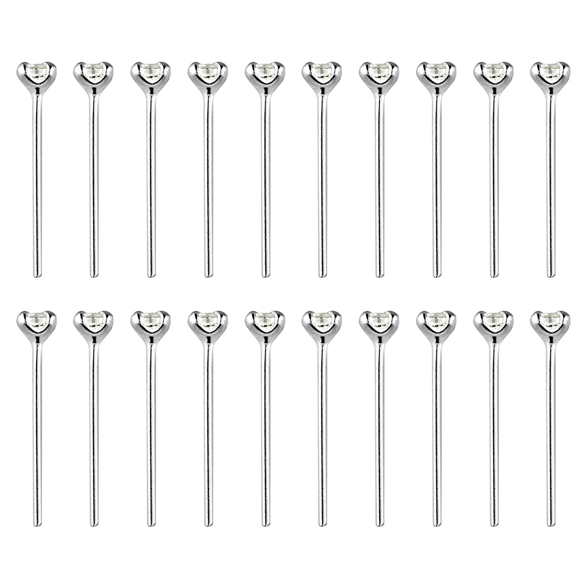 20PCS 18k Gold Plated 925 Sterling Silver 22G 6mm (1/4") Nose Bone Stud Ring/ 11mm (7/16") Bendable Fishtail Nose Ring Studs 1.5mm 2mm Jeweled