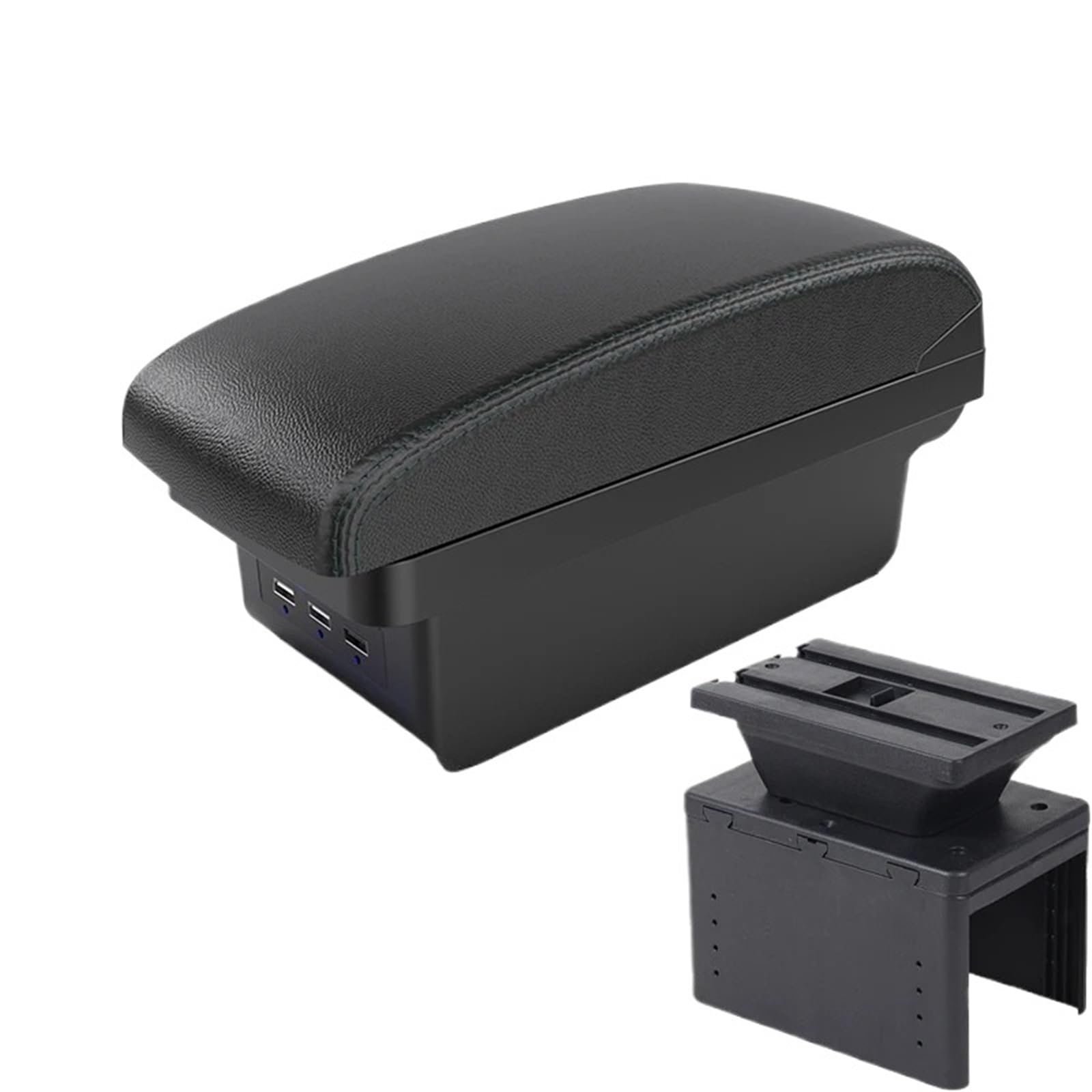 AWGNTQQ Car Armrests Universal Model Car Armrest Box Car Accessories Storage Box Support Interior Retrofit Parts(B2 Black line 3 USB)