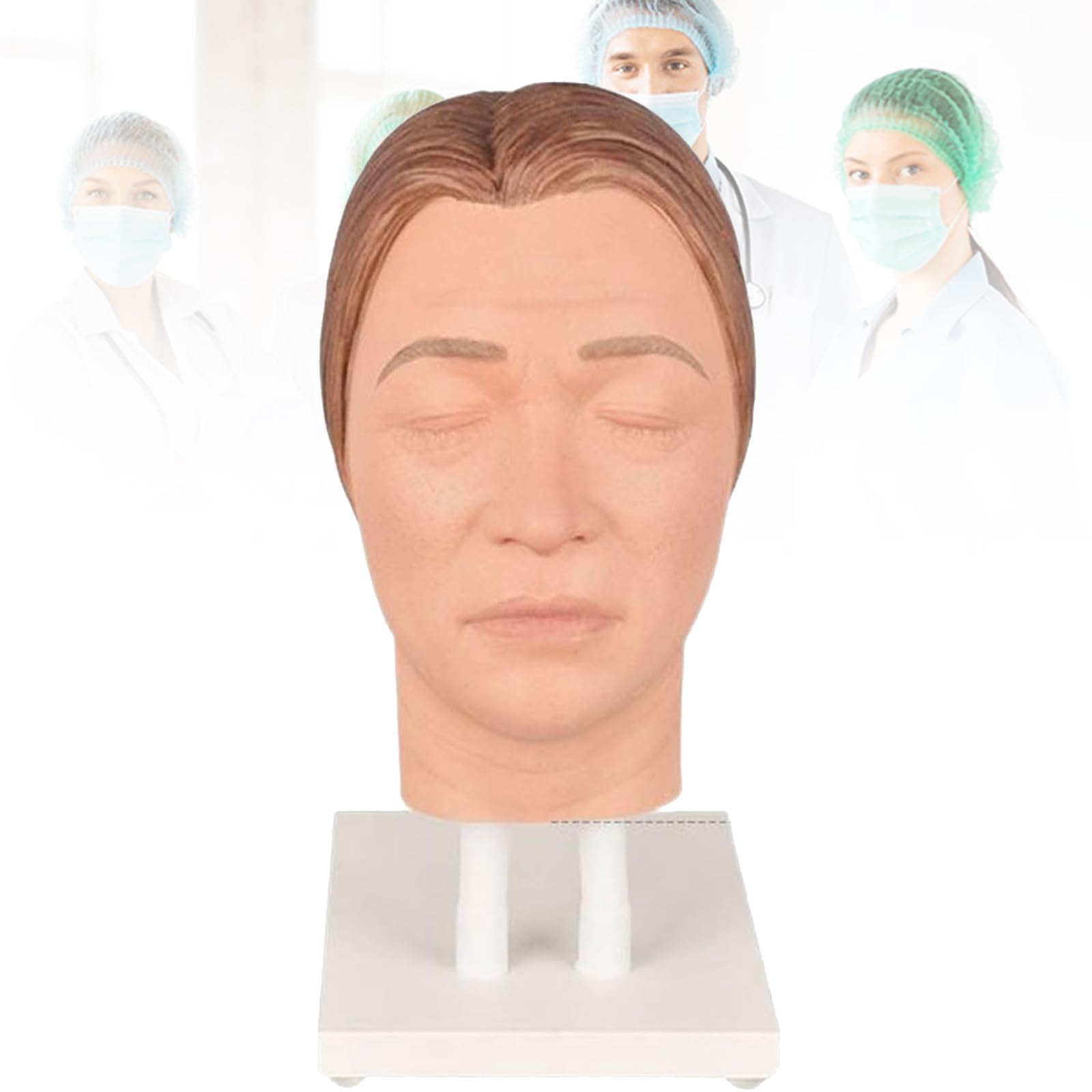Facial Training Model for Injection, Silicone Mannequin, Simulation and Reusable for Teaching Microplastics, Training for Students, Female