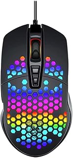 UrChoiceLtd G11 Gaming Mouse, RGB Backlit USB Gaming Mice & 7 Buttons Programmable Driver, Gaming IC Chip 6400DPI, Ergonomic Ultralight Honeycomb Shell for PC Gamers Laptop Computer (Black)