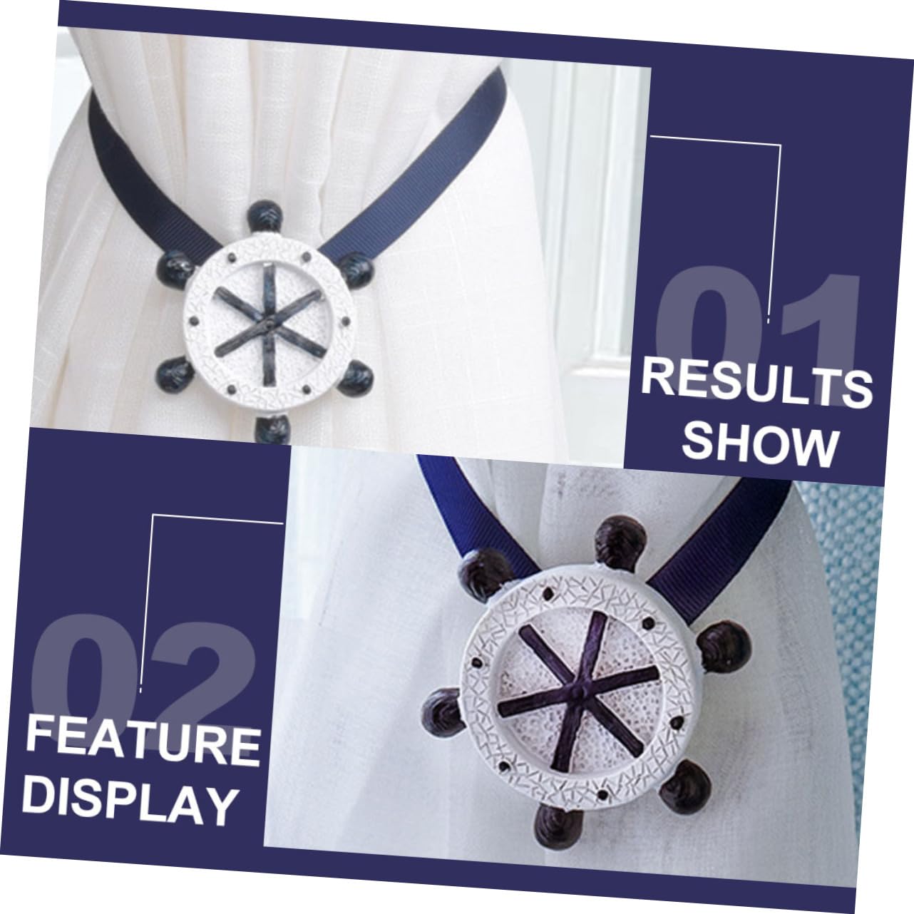Lot De 2 Boucles De Fixation pour Rideaux Embrasses Magnétiques en Résine Élégantes pour Salon Chambre Cuisine Salle De Bain 4 Pièces X 2
