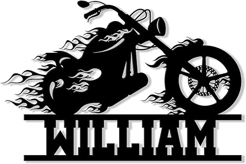 Letrero de metal personalizado para motocicleta, decoración de pared con nombre personalizado para garaje, porche, patio, valla o habitación, regalo