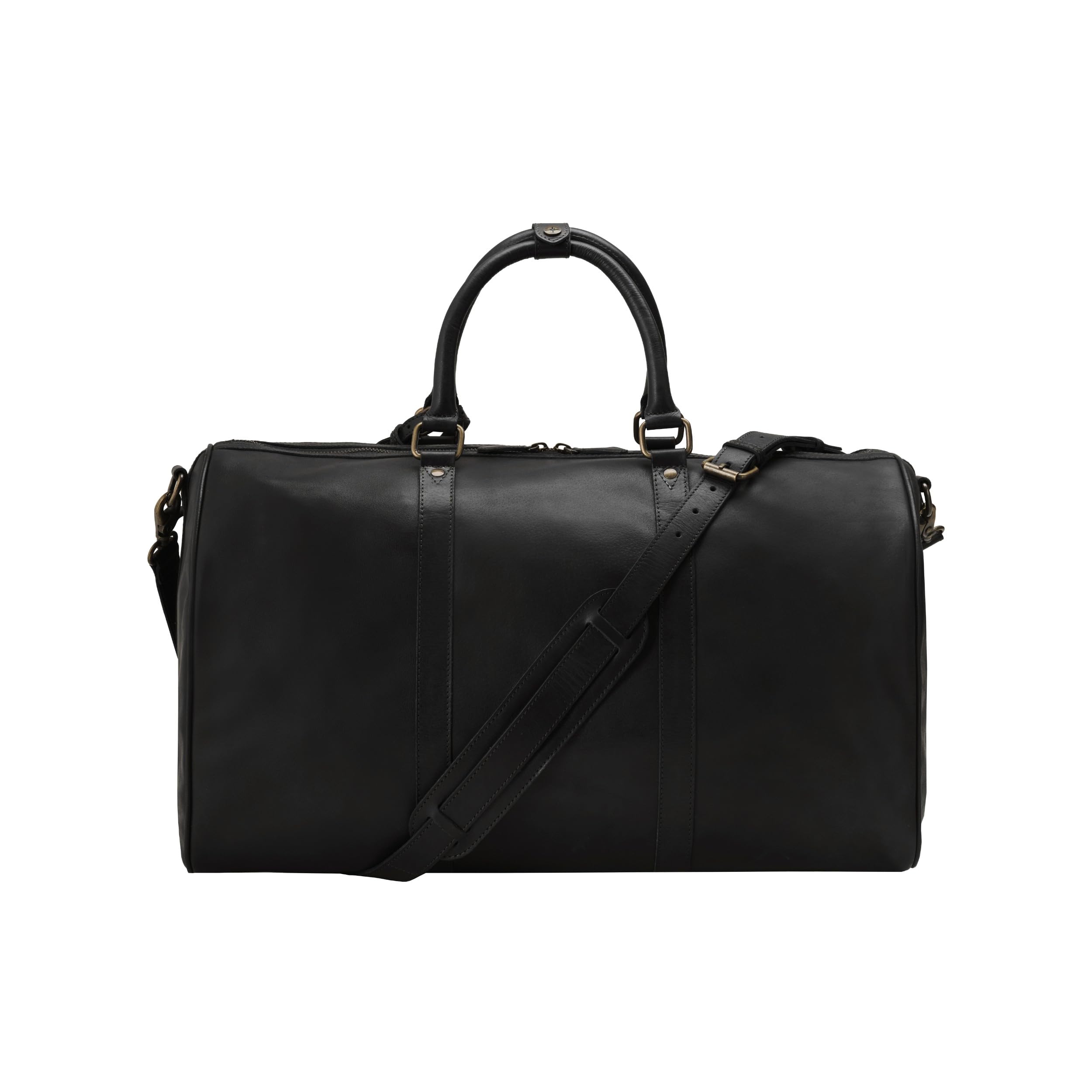 DRAKENSBERG Weekender 'James' (50cm) - Klassische Leder Reisetasche, Damen, Herren, offizielles Flug-Handgepäck, 30L - Schwarz, DR00440