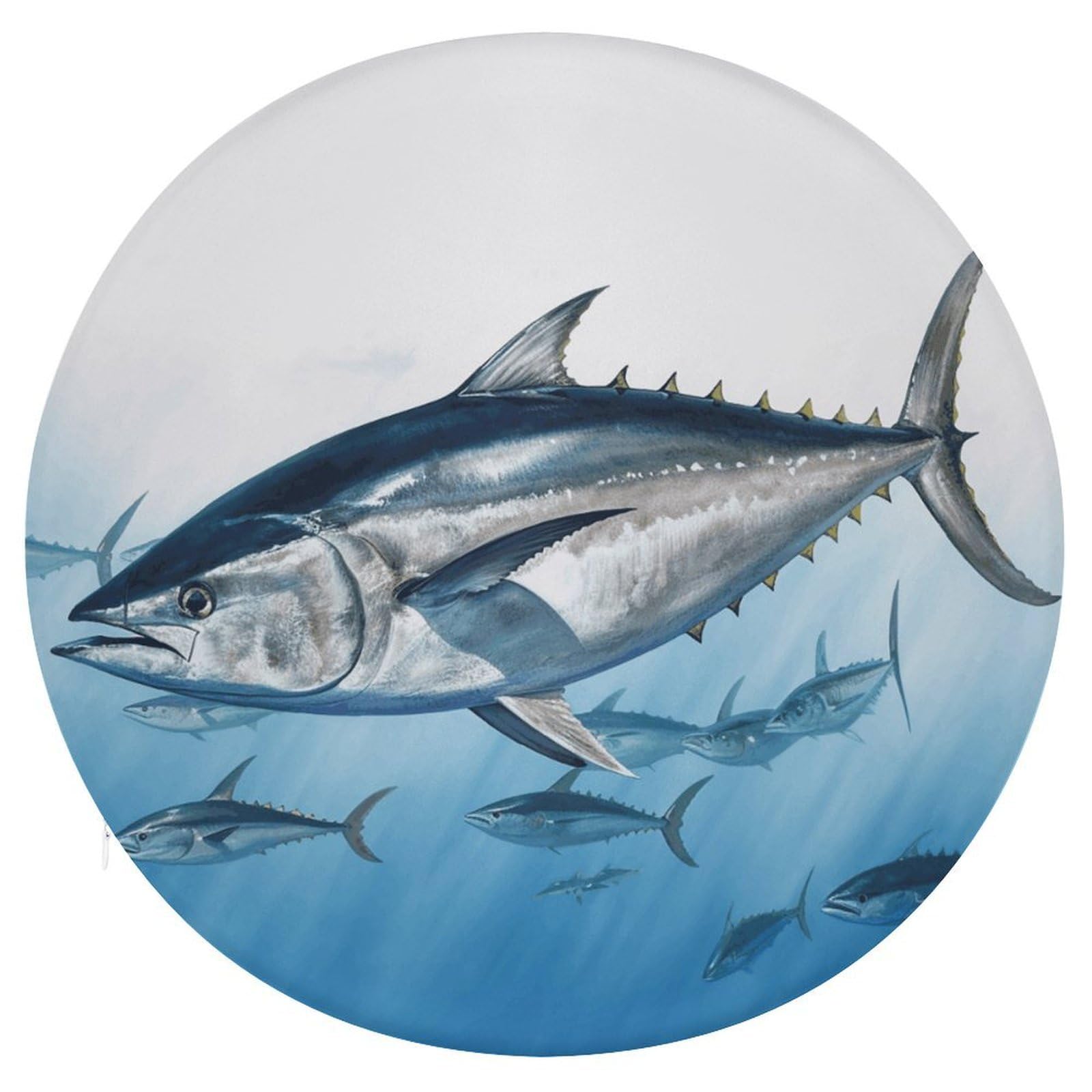 JTREHY Bluefin Tuna Thunnus Round Memory Foam Seat Cushion with Removable Polyester Cover, Soft Breathable Slow Rebound Comfort Chair Pad for Dining Office Patio Kitchen and Home Furniture