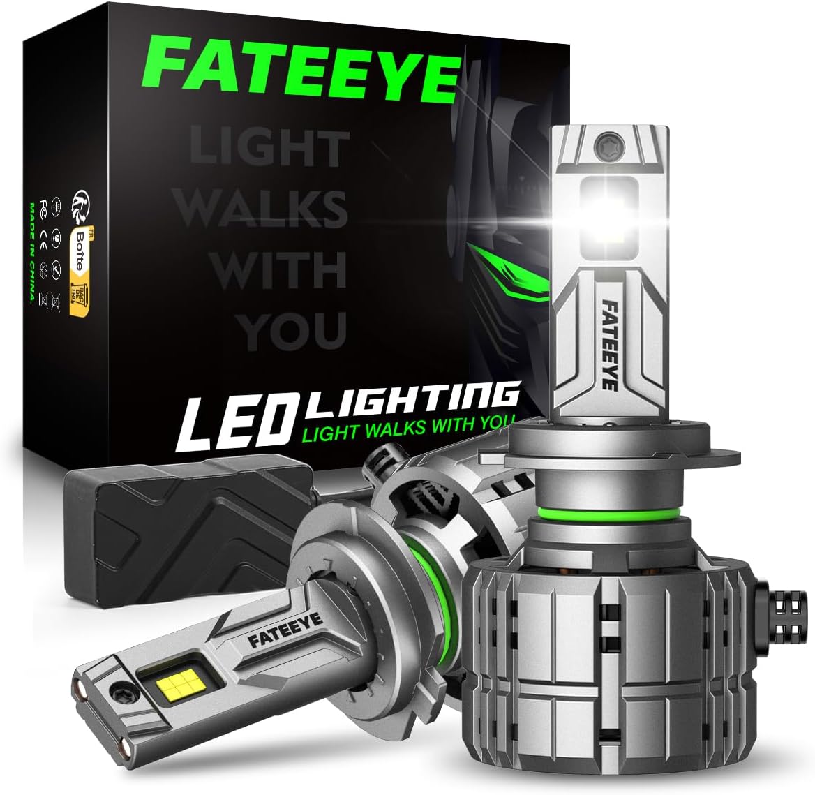 FateEye H 7 Fog Light Bulb - 900% Brightest 90000LM 6500K Cool White, IP68 Waterproof Plug and Play Fan Cooling, Pack of 2