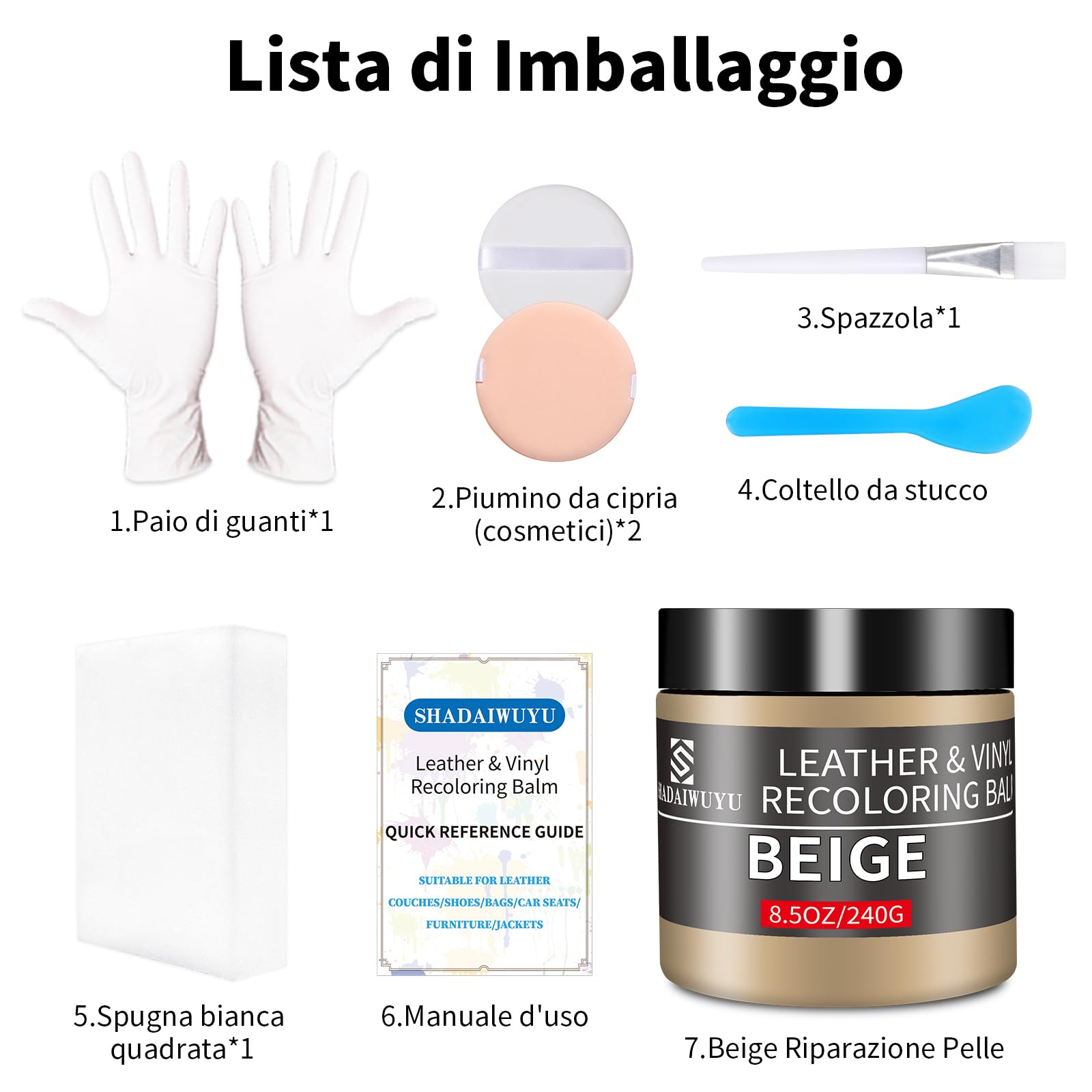 SHADAIWUYU Beige Riparazione Pelle,Kit Riparazione Pelle per la Riparazione della Pelle,Ricolorante Pelle,Riparazione Sedili Auto,Ripara Pelle Divano,Rinnova Pelle Giacca,Scarpe,Sella