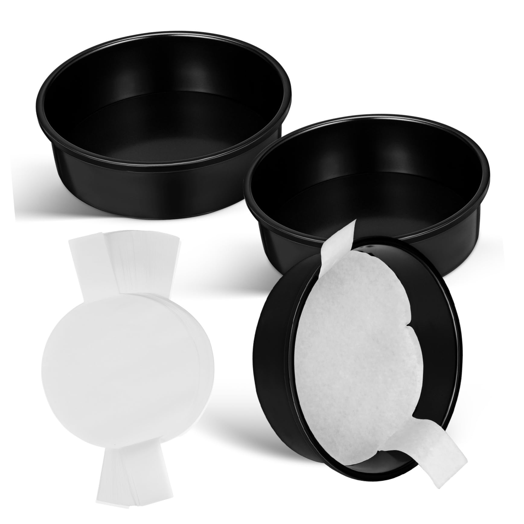 UKCOCO 3 Piezas Molde Para Pasteles Redondo Molde Antiadherente Con Papel De Pergamino Para Hornear Casa Para Tortas y Bizcochos