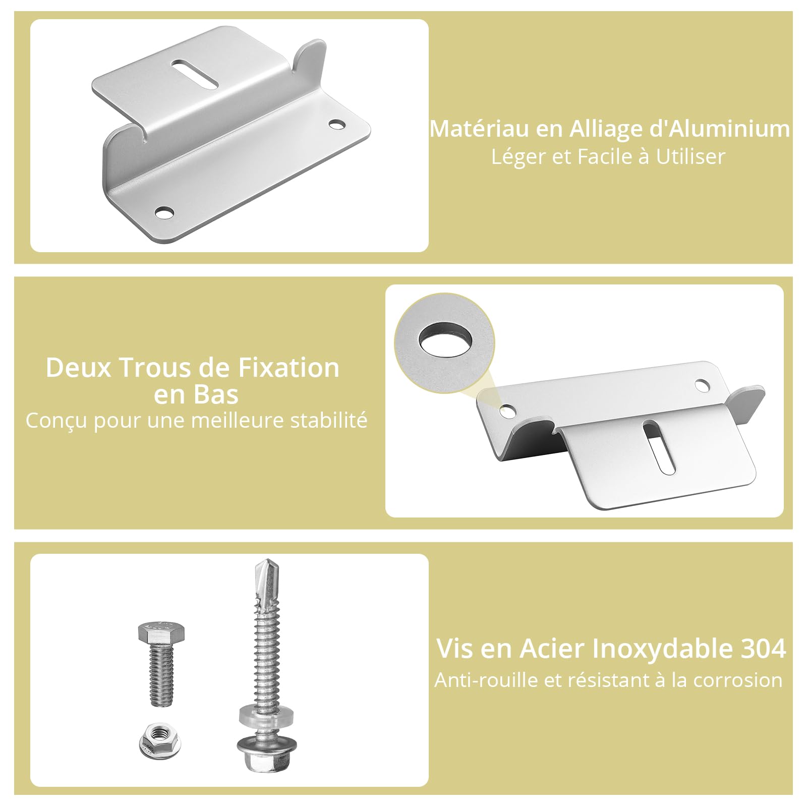 Anbte Lot de 16 Supports de Montage en Z pour Panneau Solaire en Aluminium | Vis en Acier Inoxydable 304, Stable Résistant à la Rouille, Facile à Installer pour Toit, Camping-car, Bateau, Yacht, Argent