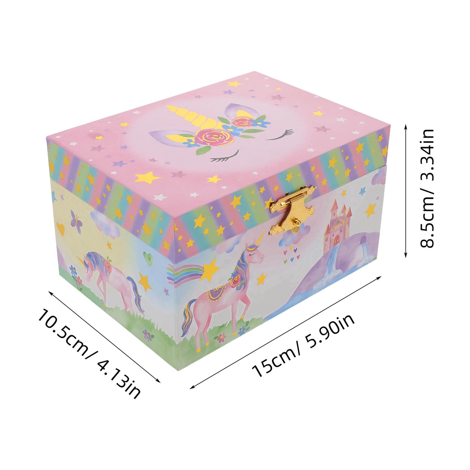 Abaodam Joyero Musical Pequeño de Unicornio para Niña Caja de Música Decorativa Multifuncional Estuche para Guardar Joyas con Melodías Obsequio de Cumpleaños y Escritorio