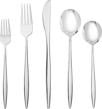 Fortessa Constantin 18/10 Stainless Steel, 20 Piece Flatware Set Service for 4, Silver