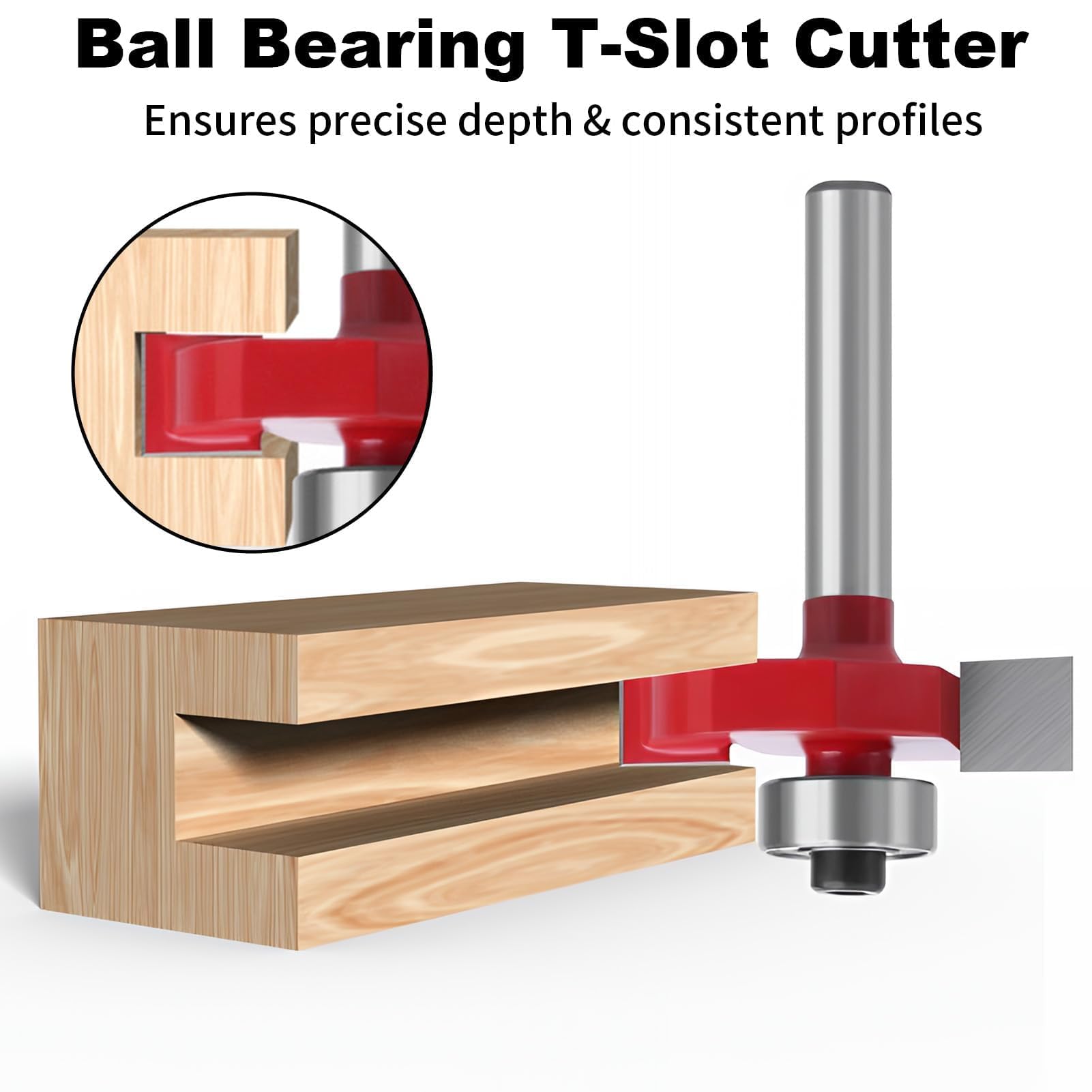 T Slot Router Bit 1/4" Shank 3mm Slot Cutter Bit Biscuit Jointer Router Bits Woodworking Red Cutter for Slotting Grooving Rebating Applications Knock on Furniture Campervan Motorhome - Image 3