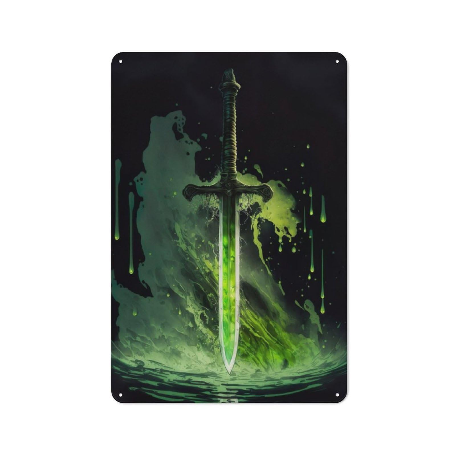 Junmoney Obsidian Katana Tin Sign 30X20cm With For Pub Or Café, Retro-Style Decor, Suited To Café Interior Fans