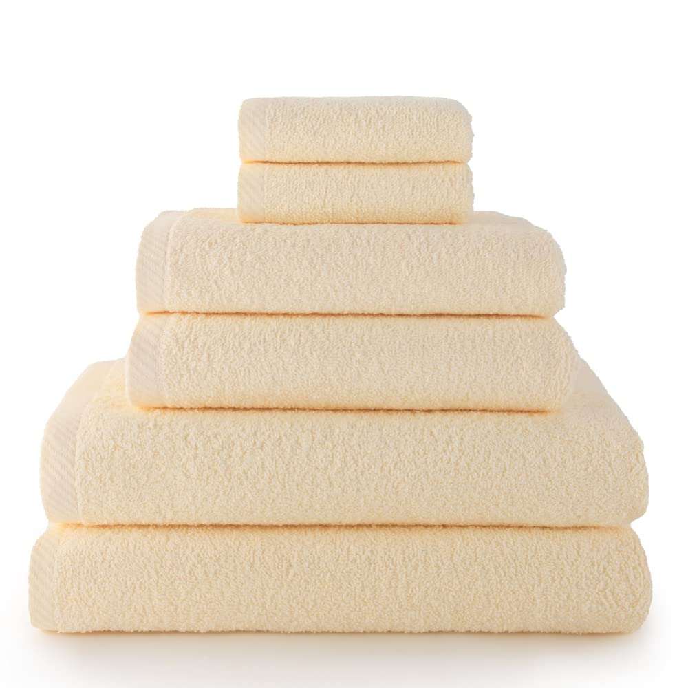 Top Towel Combo Large Bath Towels Bathroom Towels 2 Face or Bidet Towels + 2 Hand or Basin Towels + 2 Bath Towels 100% Cotton Natural