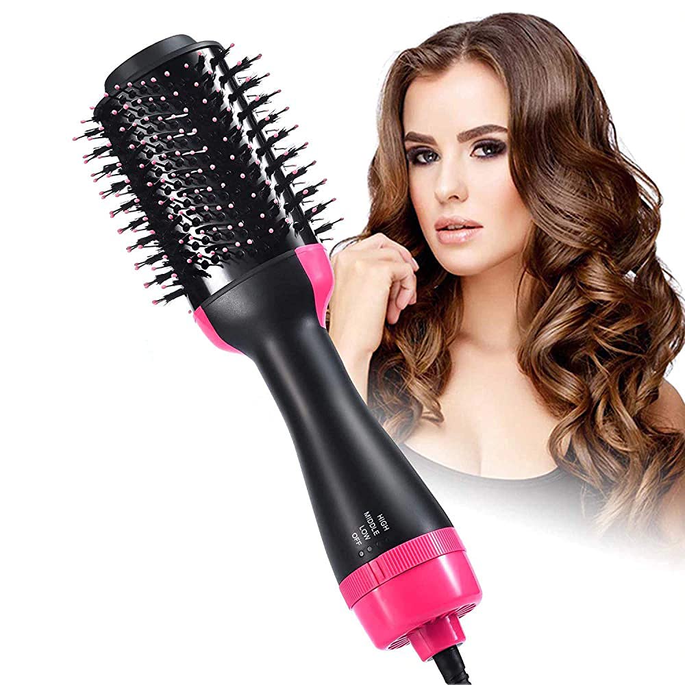 3 in 1 Multi function Professional Hot Air Blow Brush Fast Hair Dryer And Volumizer Hot Air Styler Brush Electric Heating Straightener Hair Comb Hair styling Tools Hot Air Brush (Multicolor)-image-26