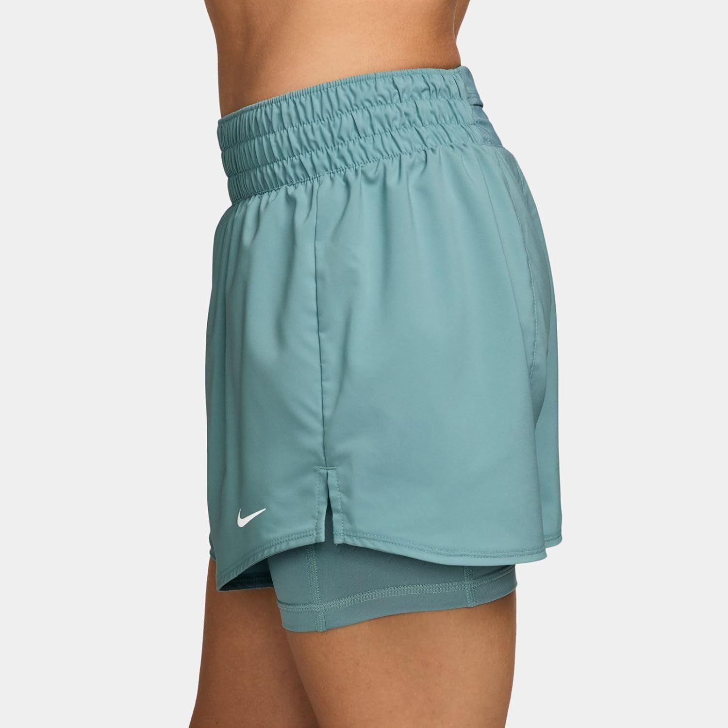 Nike One Women's Dri-FIT High-Waisted 3" 2-in-1 Shorts (Cannon/White) Size Medium