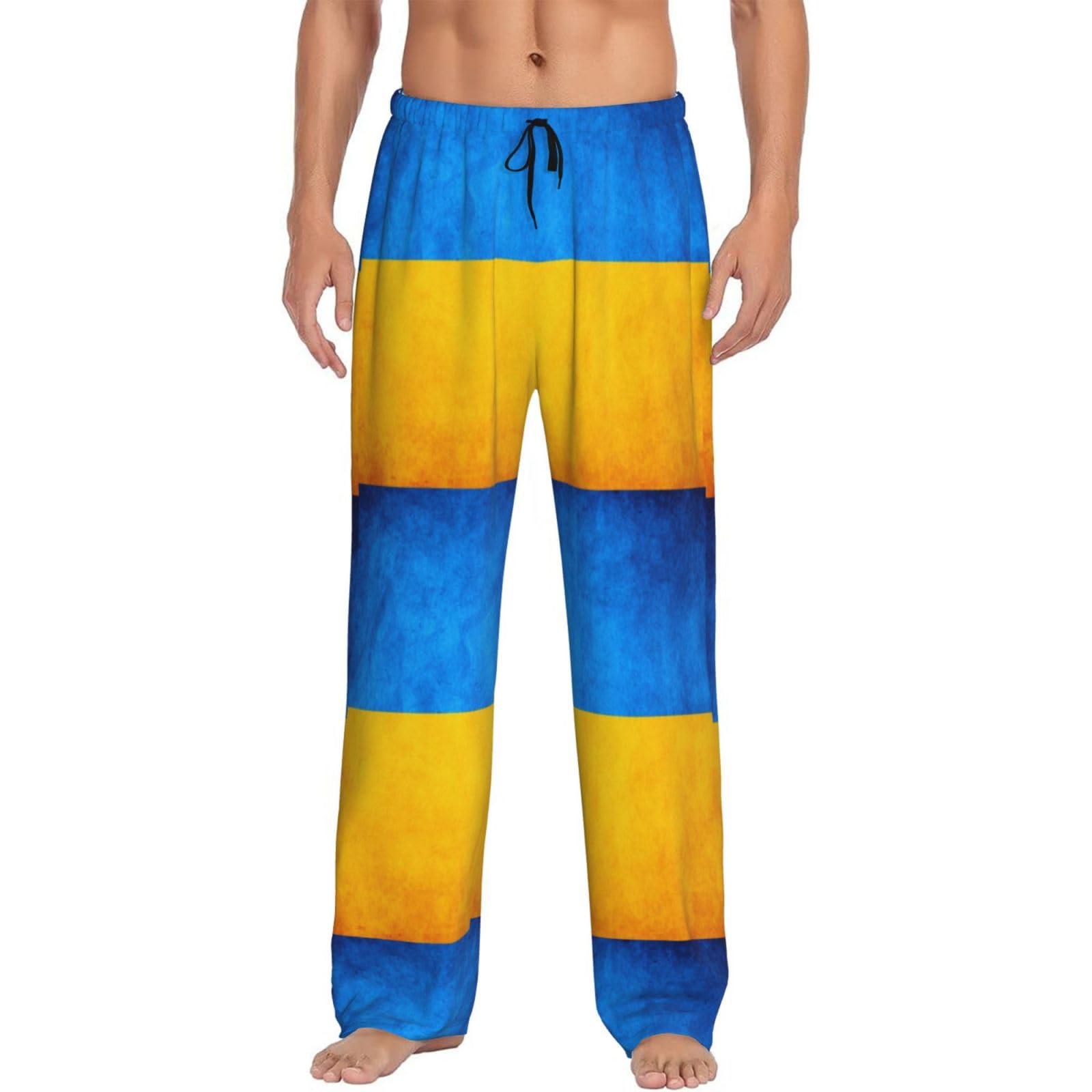 Pantalon de pyjama imprimé drapeau ukrainien noir - Bas de nuit ample taille S - 8
