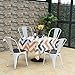 COSTWAY Tolix Style Dining Chairs Industrial Metal Stackable Cafe Side Chair w/Wood Seat Set of 4 (White and Brown)